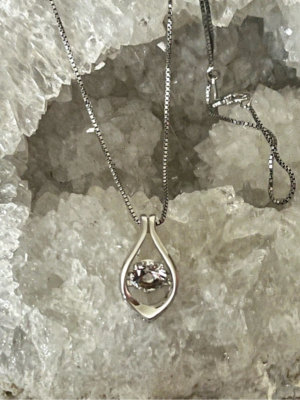 OTC Floating Diamond Simulated Solitaire Sterling Silver Pendant Necklace 18” - Picture 14 of 15